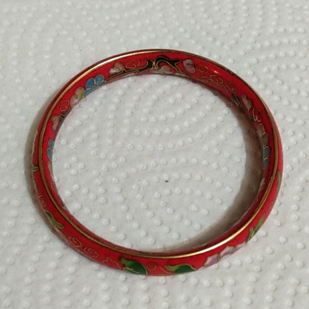 New Vintage Red Cloisonne Bangle - Excellent condition